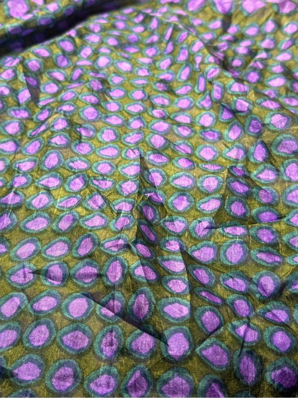 Lulla Bindia Silk Dot Print Scarf - Purple & Green